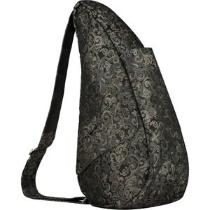 Ameribag Womens Healthy Back "Black Fleur" Medium Sling Bag 17"x9" Travel